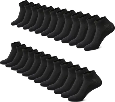 FALARY Trainingsstrümpfe aus Bio-Baumwolle, 12 Paare, Kurzstrümpfe, Sportstrümpfe, Halbsocken, Unisex, Schwarz/Weiß/
