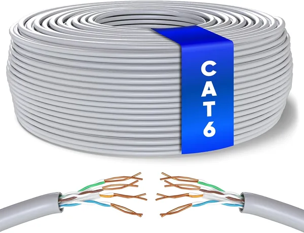 Mr Tronic 75 m Ethernet Network Cable Cat 6, LAN Network Cable for Fast & Reliable Internet, AWG24 Mass Cable Cat 6, Bulk Cable 1 Gbps, 250 MHz, UTP CCA