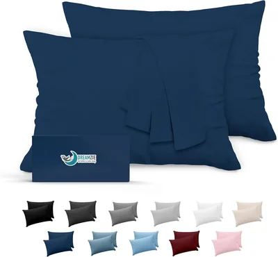 Ensemble Dreamzie de 2 housses de coussin en microfibre Oeko-Tex certifiée, 50 x 70 cm, Rectangulaire, Douce et brossée, Peau de pêche foncée - Meilleures affaires