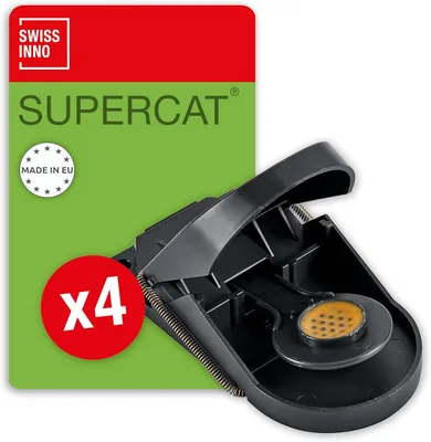 SWISSINNO Mausfalle SuperCat - Effizient + Wiederverwendbar mit Erdnussbutter Köder - Sofortiger Fang + Tod - Indoor und Outdoor Nutzung