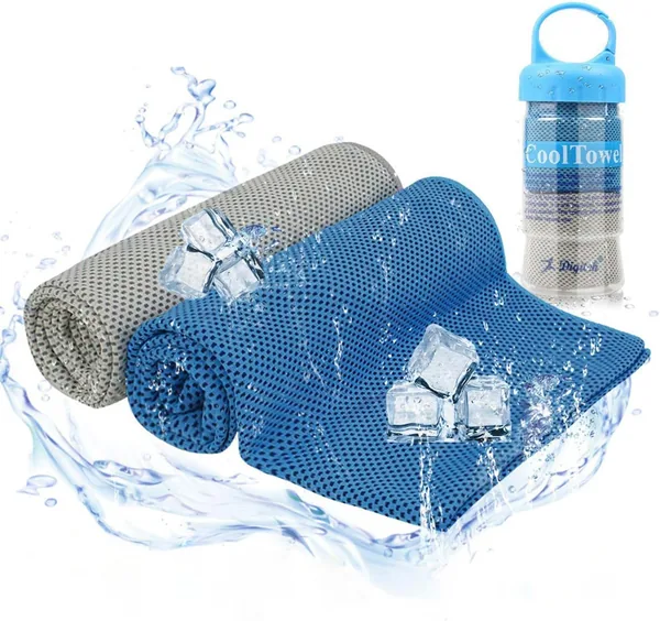 Zodight Kühlhandtuch-Set, 2 instant kühle Eis-Handtücher aus atmungsaktivem Mesh, schweißabsorbierend für Fitness & Sport