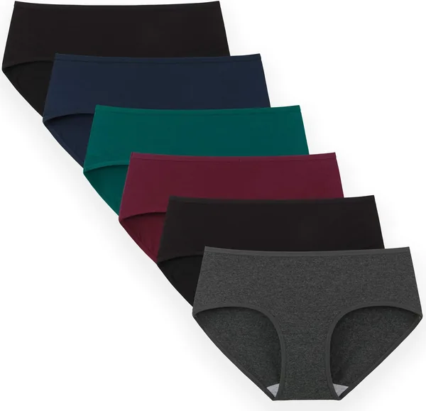 INNERSY Women's Cotton Elastic Culotte Mid Waist Underwear Comfortable and Soft Pack of 6