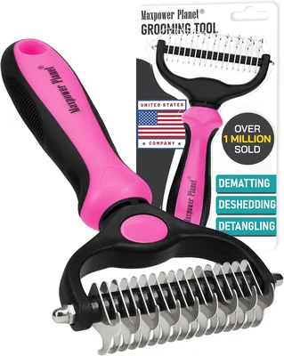 فرشاة تجميل الحيوانات الأليفة Maxpower Planet - مكواة مزدوجة الجانبين لإزالة الشعر وتنعيم الفراء تحت الجلد، فرشاة كلب لمكافحة تساقط الشعر