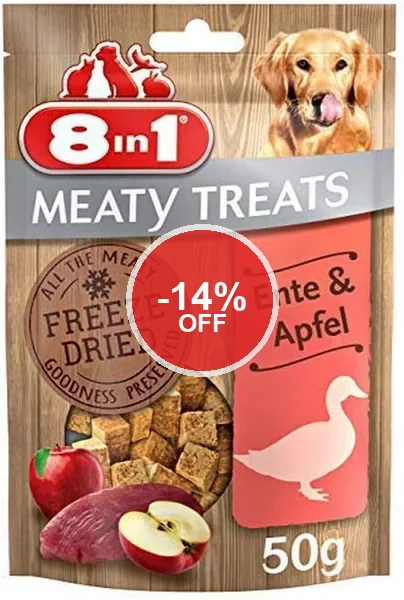 8in1 Droge Hondenbehandeling met Eend en Appel, Graanvrij en Zonder Suiker - 50g Zakje (14% Korting)