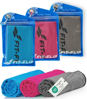 Towel de Refroidissement Fit-Flip - Ensemble de 3 Serviettes pour le Sport et les Activités en Plein Air - Meilleures Affaires