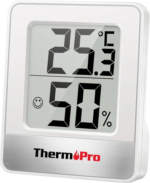 ThermoPro Hygrometer, Thermometer, Hygrometer, Indoor Large Screen, Compact Face Mark, Wall Mounted, Desktop Stand, Magnet TP-49 (White x 1)