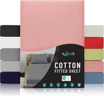 Jersey Cotton Fittee Beddengoed Roze - Voor Matras 80 x 63 x 12 cm - Certificaat Vrije Chemische Producten (OEKO TEX)