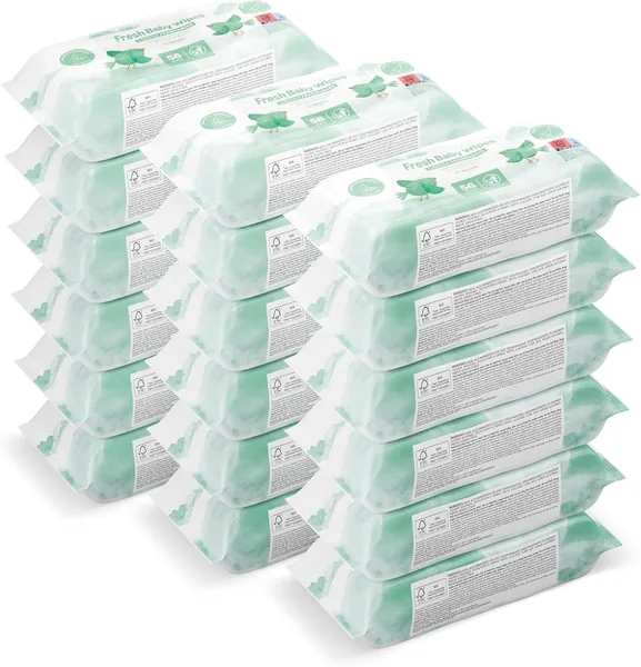 Amazon Fresh Baby Wipes 1008 Wipes, 18 Pack of 56