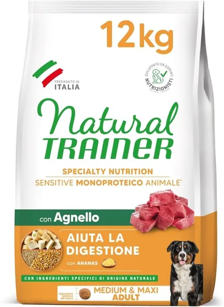 Alimento per Cani Trainer Sensitive No Gluten con Lambo e Cereali Integrali, 12 kg