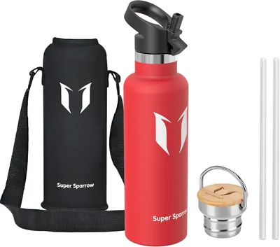 Super Sparrow Edelstahl Wasserflasche, 350 ml, 500 ml, 620 ml, 750 ml, 1 L, Lecksichter Thermoskanne, BPA-frei