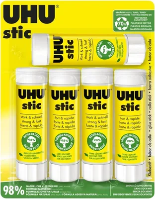 UHU stic: Klebstift bewährt, stark, schnell und dauerhaft, 5 x 40 g, 83% Rabatt