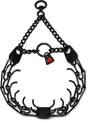 Herm Sprenger Black Stainless Steel Prong Dog Collar, No-Pull Training Pinch Collar