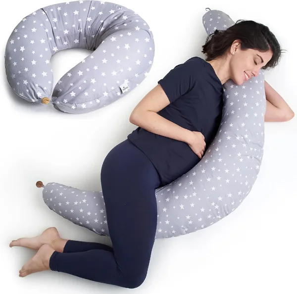 Almohada de Embarazo XXL Niimo - Ganadora de Doble Platino 2022, Cojín y Almohada para Amamantar con Tela de Algodón 100%
