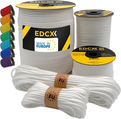 Paracord EdcX 4 mm, 35 couleurs solides (10m, 15m, 30m, 50m, 100m, 300m) | Idéal pour les loisirs, le camping et la survie | Nylon 100%