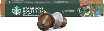 Nespresso y Starbucks: Café House Blend Lungo - 10 cápsulas compatibles con el sistema original, 57 gramos | 21% de descuento