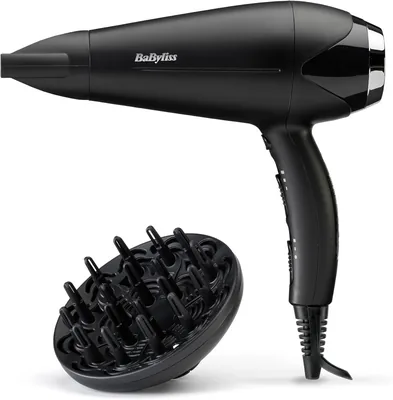 Séche-cheveux BaByliss Turbo Smooth - 2200W, Diffuseur large, Technologie ionique anti-frisottement, 3 réglages de température - 47% de réduction