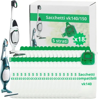 NAMAI - Set 18 Borse Kobold VK140 e VK150, Compatibili, Microfibra Duraturo Antibatterico, Parti di Ricambio Kobold