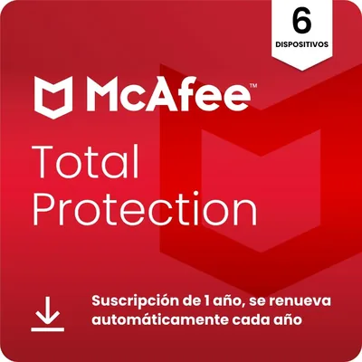 McAfee Total Protection para 6 Dispositivos 2026, 15 meses, Descuento Exclusivo de Amazon | Antivirus, VPN, Software de Seguridad