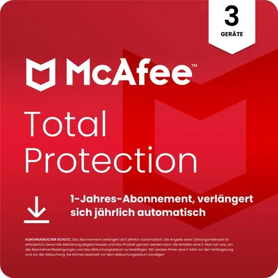 McAfee Total Protection 2023 | 3 Geräte | Antiviren- und Internetsicherheitsprogramm | inkl. VPN, Passwortmanager | 1 Jahr