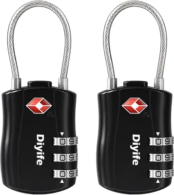 Cerraduras de Equipaje Diyife TSA, 2 Piezas, Cerradura de Seguridad de 3 Dígitos, Cerraduras de Combinación, Código de Bloqueo