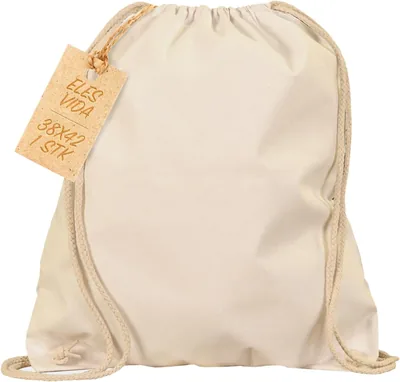 Bolsa Deportiva ELES VIDA de Algodón, Certificada Oeko-Tex, Bolso con Cordón Elástico