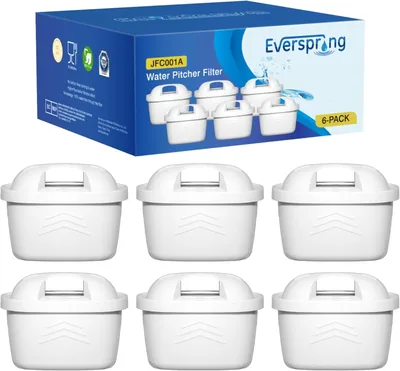 Filtre à eau EverSpring 6 pièces compatible avec Brita Maxtra+, 99% de chlore
