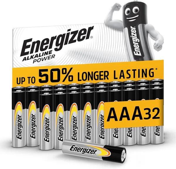 Energizer Alkaline Power - AAA Batteries (32 Pack) - Triple A Battery 1.5V - Up To 50% Longer Lastin