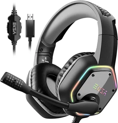 EKSA USB Gaming Headset - 7.1 Surround Sound, Noise Canceling Mic, RGB Light - 45% Off