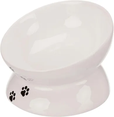 Trixie - Comedero Cerámico para Gatos, 13 cm / 0.25 L, Blanco, Diseño Ergonómico y Estable, Cerámico Higiénico, Antideslizante, Lavable en Lavavajillas