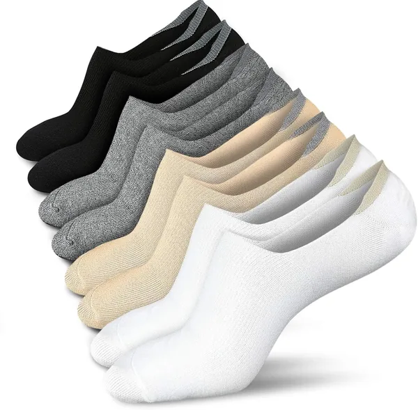 Wernies No Show Socks Women Low Socks Non Slip Flat Boat Line 4/8 Pairs