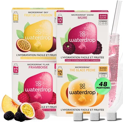 Waterdrop Microdrink Set | 48 Cubes Effervescents | Extrait de Fruits et Plantes Naturels | Vitamines