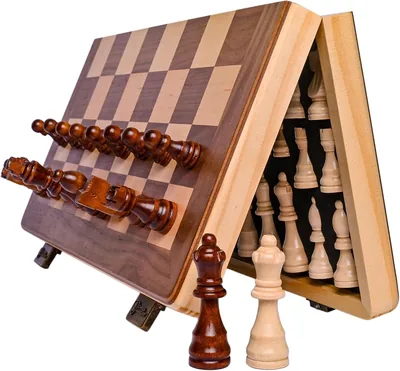 Chess Armory Magnetic Chess Set, 15x15 Inlaid Walnut Board