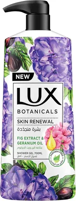 غسول الجسم عطري من لوكس بوتانيكالز، مرطب لجميع أنواع البشرة مع مستخلص الفيجل وزيت الجيرانيوم، خصائص النظافة للغسيل