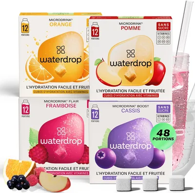 Waterdrop Microdrink Classique Ensemble de Fruits - 48 comprimés hydratants en saveur pomme, orange, framboise et cassis, végétalien - Meilleure Offre