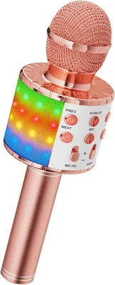 Ankuka Portable Wireless Karaoke Microphone 4 en 1 avec Lumières LED Danseuses, Compatible KTV Player - Économisez 5% !