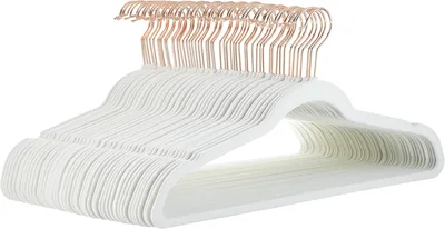 Slim Velvet Non-Slip Suit Hangers - Ivory/Rose Gold (Pack of 50) | 44% Off
