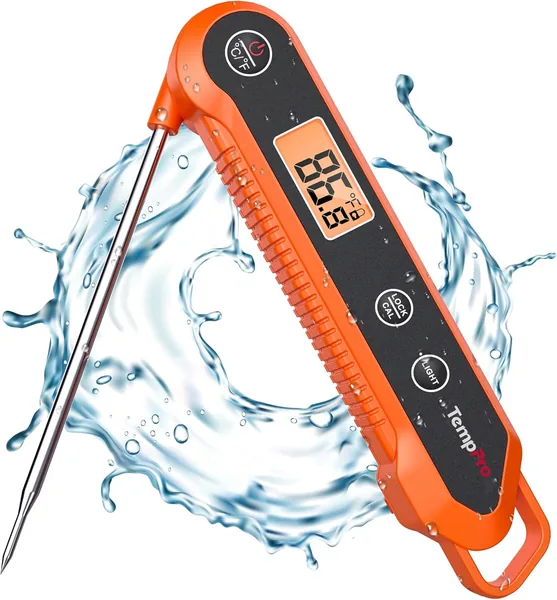 TempPro Digital Instant Read Meat Thermometer for Grilling Waterproof Kitchen Food Thermometer with Calibration Backlight Baking Bread Candy Thermometer Cooking Tools Utensils (Pre