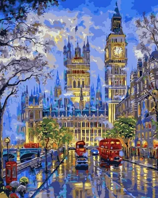 Mumoo Bear Adults Paint by Numbers Kit - Big Ben DIY Painting by Number Kits, London Street