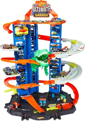 Hot Wheels City Ultimate Garage, Chomping T-Rex Toy | Multi-level Racing, Stunt och Lagring