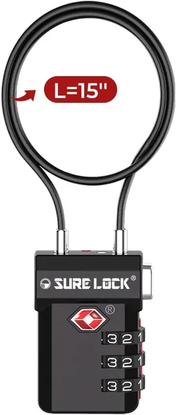 SURE LOCK TSA Approved Luggage Lock 3-Digit Combination Cable, 12% Off