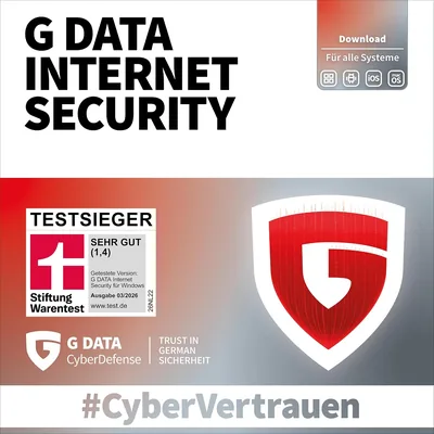 G DATA Internet-Sicherheit 2021, 1 Gerät - 1 Jahr, Aktivierungscode per E-Mail, Antivirus für PC, Mac, Android, iOS, Made in DE