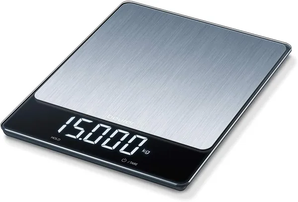 Beurer KS 34 XL kökskalor av inox för exakt vikt upp till 15 kg med praktisk tarafunktion