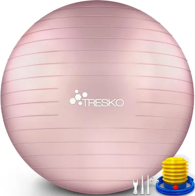 TRESKO Gymnastiekbal met GRATIS Oefenposter en Luchtpomp, BPA-vrij, 55 cm - 85 cm Stoelbal Anti-Scheur Yoga Bal