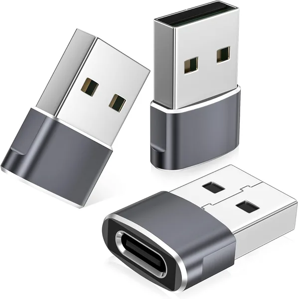 USB C Female to USB Male Adapter Pack of 3, Type A Power Supply Charger Cable Adapter for iPhone 11 12 13 Pro Max, SE, iPad Mini 6 Air 4 5, Apple Watch iWatch 7, Samsung Galaxy S20
