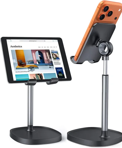 LISEN Cell Phone Stand Phone Holder for Desk Office Decor, Office Desk Accessories Women PC Gaming Essentials iPhone Stand Gadgets Men Gift for Father Fit
