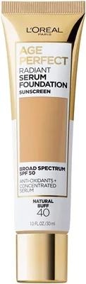 L'Oreal Paris Age Perfect Radiant Serum Foundation SPF 50, Natural Buff, 1 oz