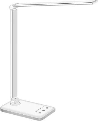 Lámpara de escritorio SLATOR LED, Cuidado ocular, Puerto USB, 5 Modos, 10 Niveles de Brillo, Temporizador de 30/60 Minutos, Función de Memoria