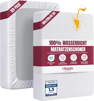 Utopia Bedding Wasserdichter Matratzenbezug aus Terry-Gewebe 180 x 200 x 40 cm, Premium Terry-Matratzenüberzug, Atmungsaktiv
