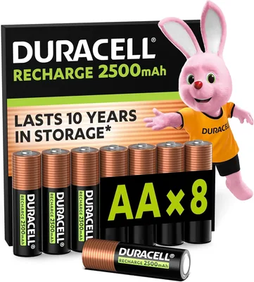 Duracell Rechargeable AA Batterijen (8 stuks), 2500 mAh NiMH, vooraf opgeladen, onze langste levensduur batterij - 7% Korting