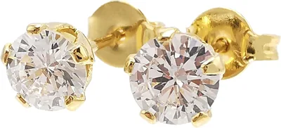 Aretes Cristal Zirconia de 5mm - Chapa de Oro Calidad Premium - Elegantia Jewelry Best Deal